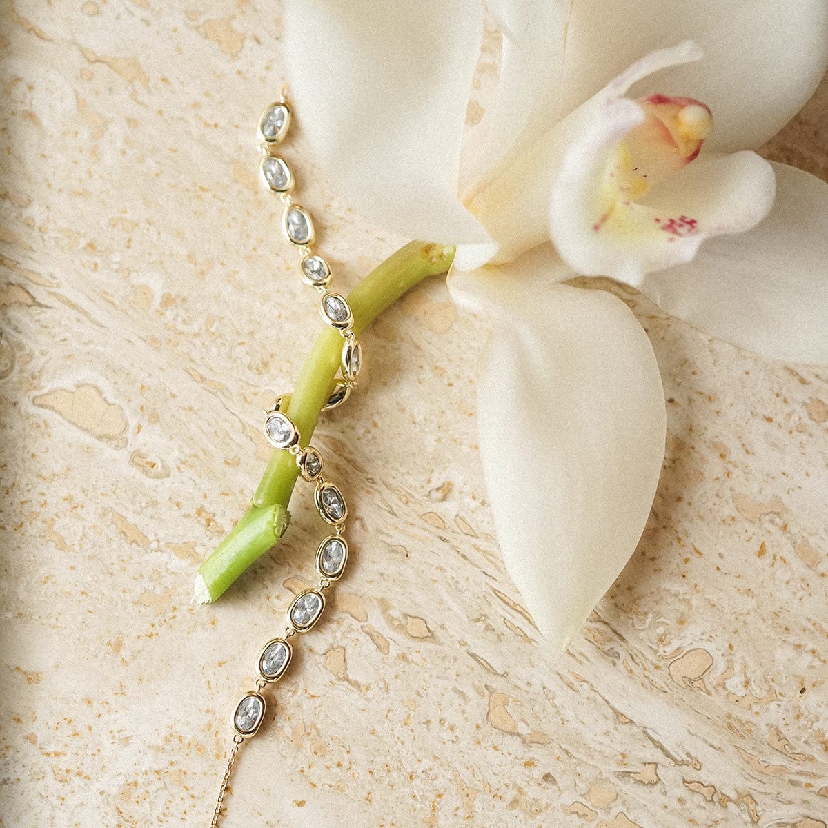 Estée Lalonde Sapphire Tennis Bracelet 18ct Gold Plate