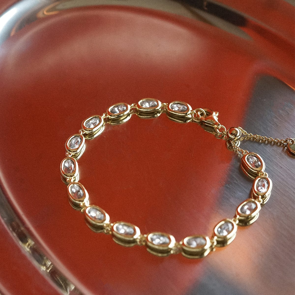 Estée Lalonde Sapphire Tennis Bracelet 18ct Gold Plate