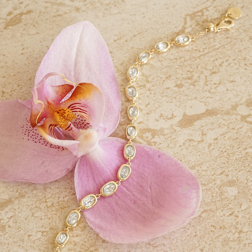 Estée Lalonde Sapphire Tennis Bracelet 18ct Gold Plate