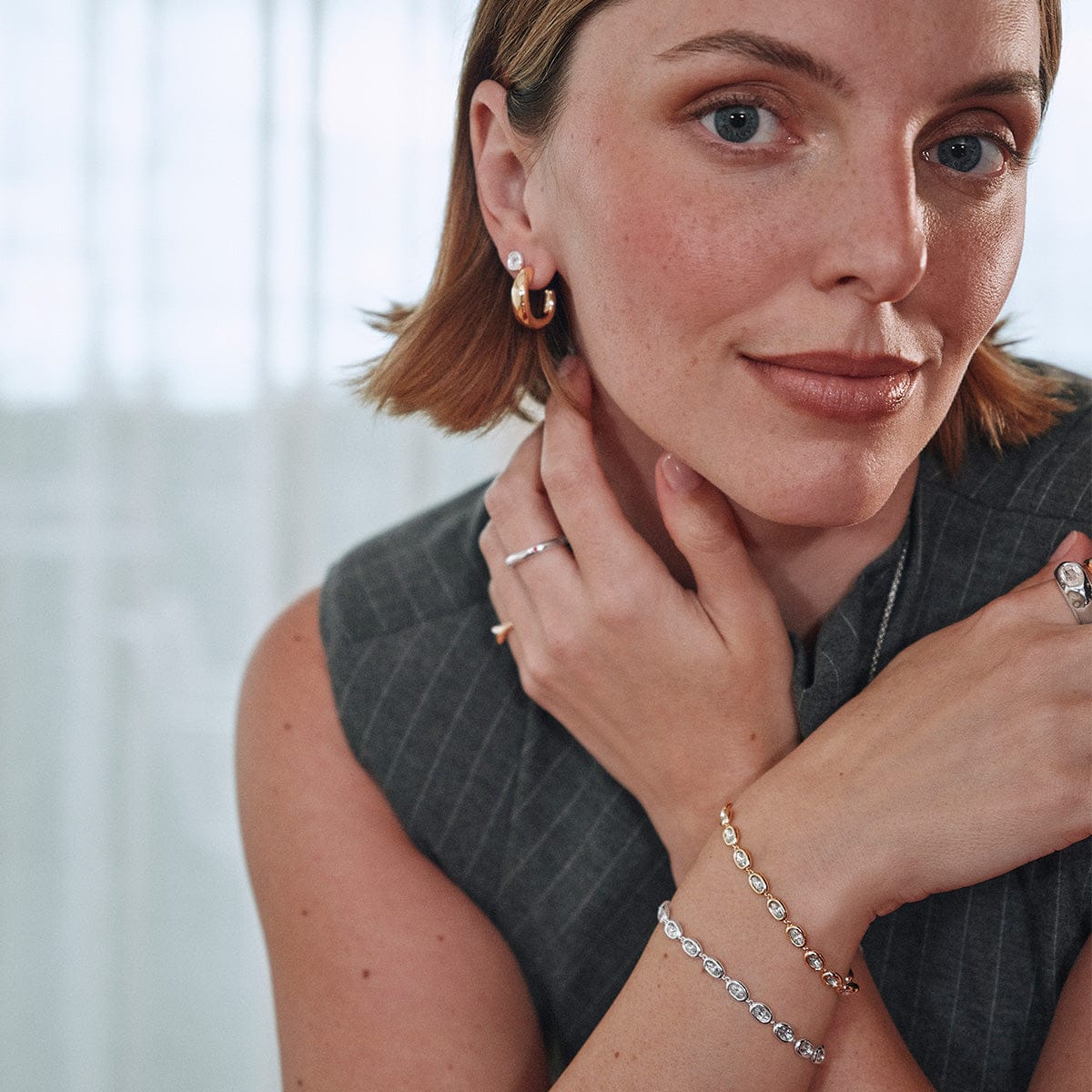 Estée Lalonde Sapphire Tennis Bracelet Sterling Silver