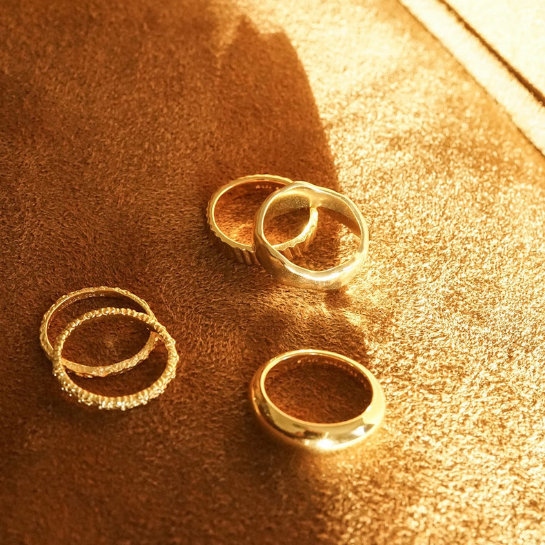 Estée Lalonde Sunburst Chunky Stacking Ring 18ct Gold Plate