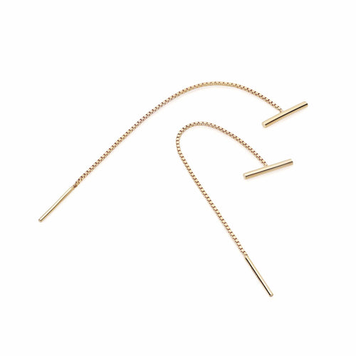Estée Lalonde T Bar Box Chain Earrings 18ct Gold Plate