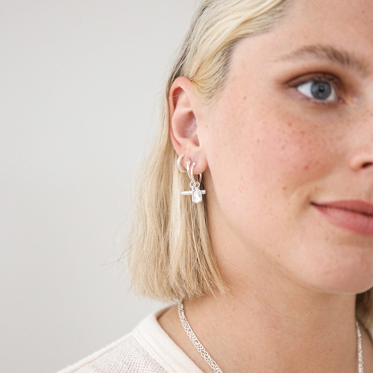 Estée Lalonde T Bar Charm Earrings Sterling Silver