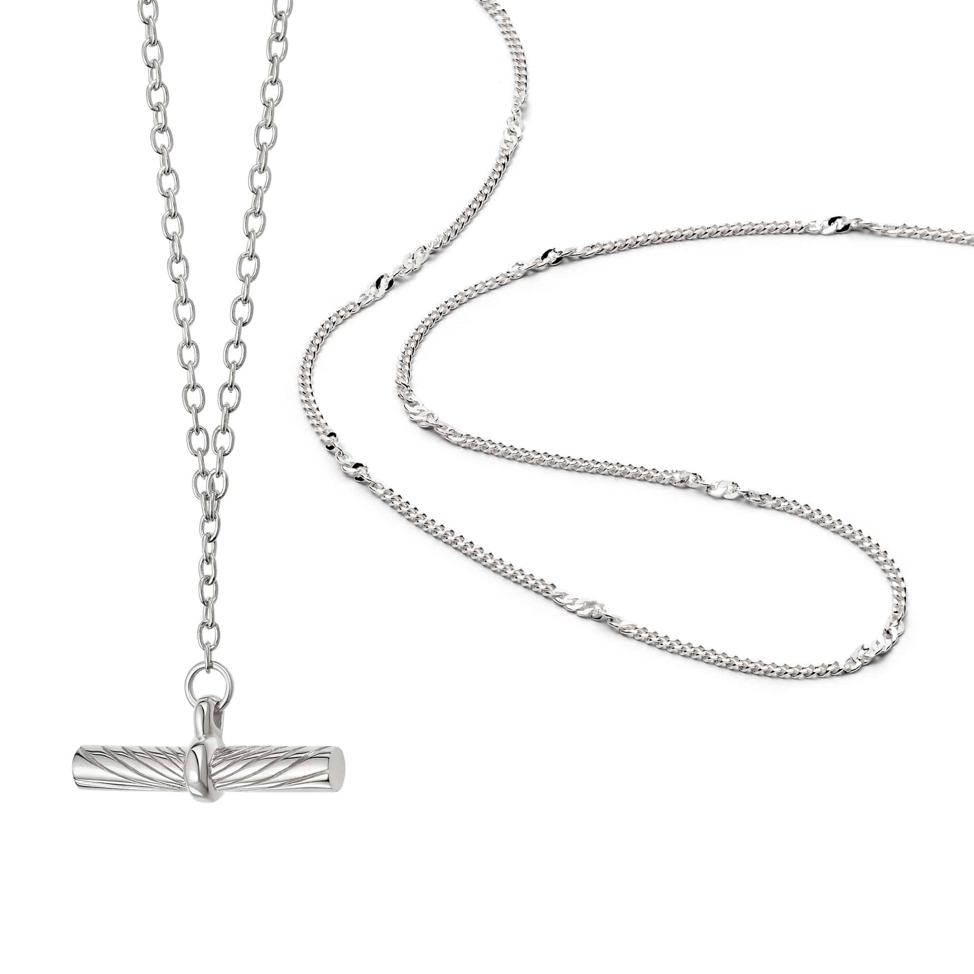 Estée Lalonde T Bar & Forever Chain Necklace Set Sterling Silver