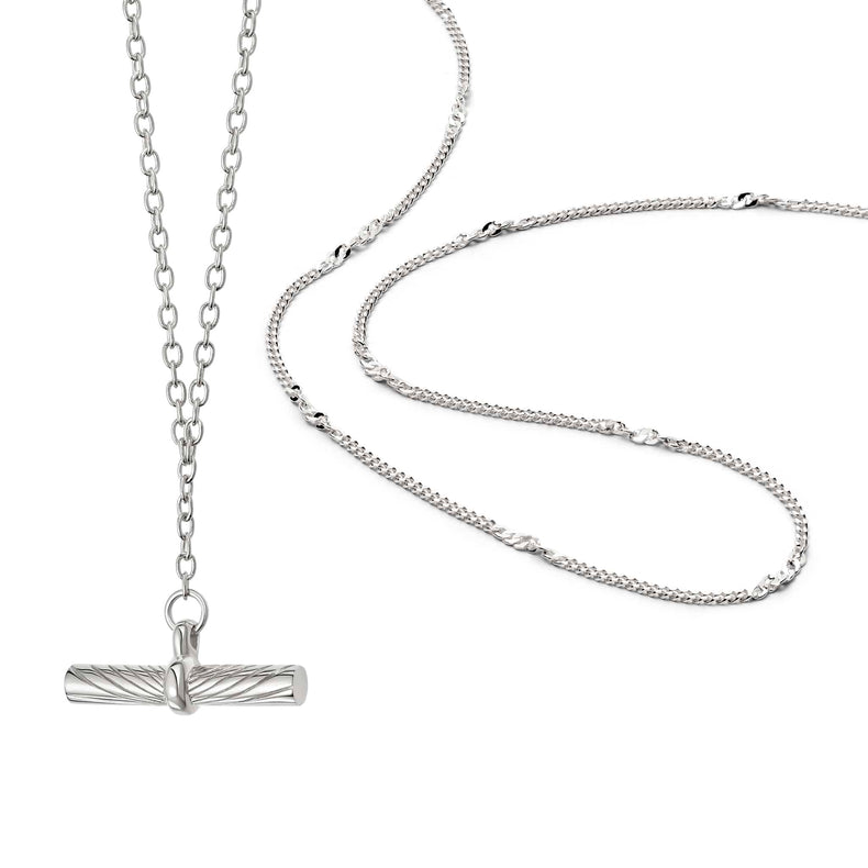 Estée Lalonde T Bar & Forever Chain Necklace Set Sterling Silver recommended
