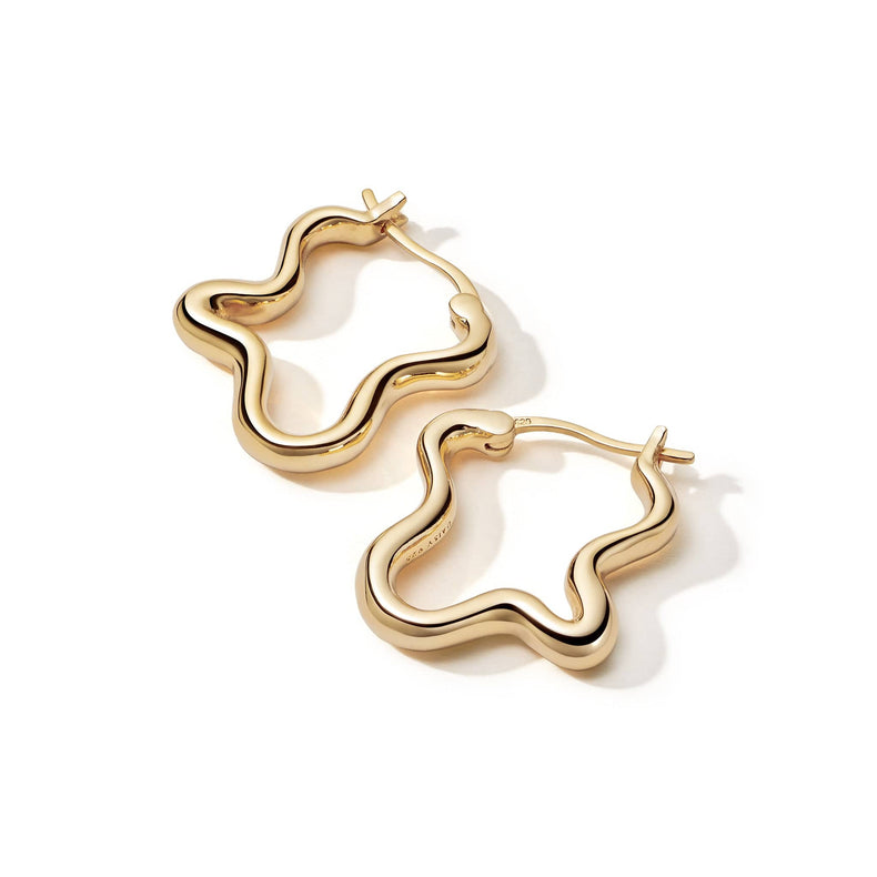Estée Lalonde Wavy Hoop Earrings 18ct Gold Plate recommended