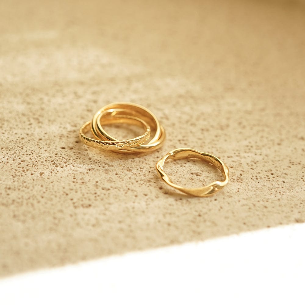 Stack With Trinity Ring Estée Lalonde Limited Edition Trinity Ring Stack 18ct Gold Plate ...