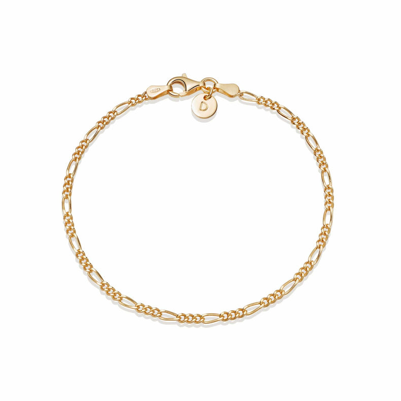 Thin Figaro Chain Bracelet 18ct Gold Plate recommended