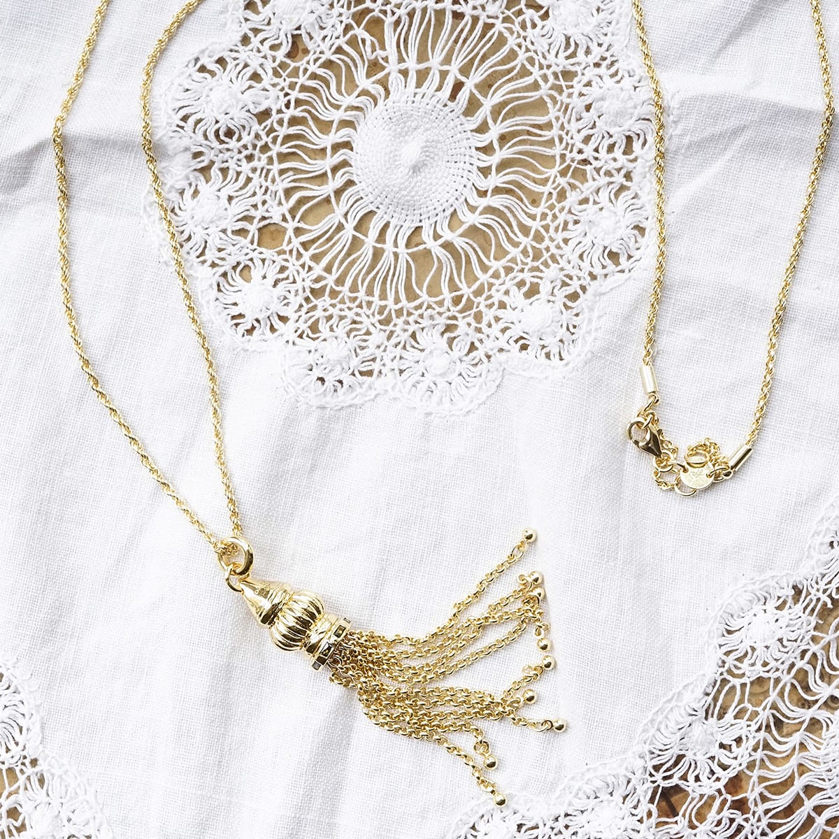 Free People Ada Tassel Pendant Necklace 18ct Gold Plate