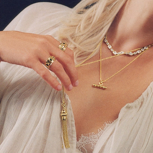 Free People Ada Tassel Pendant Necklace 18ct Gold Plate
