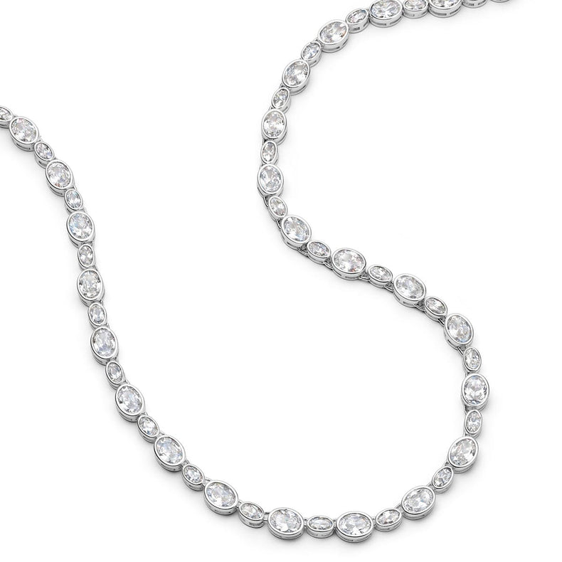 Free People Adeline Crystal Tennis Necklace Silver Plate recommended