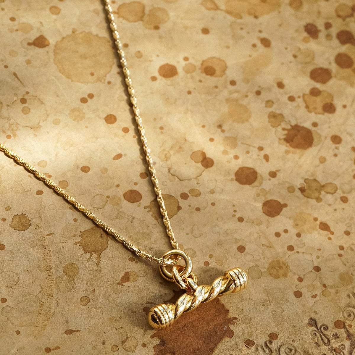 Free People Alice T Bar Drop Necklace 18ct Gold Plate