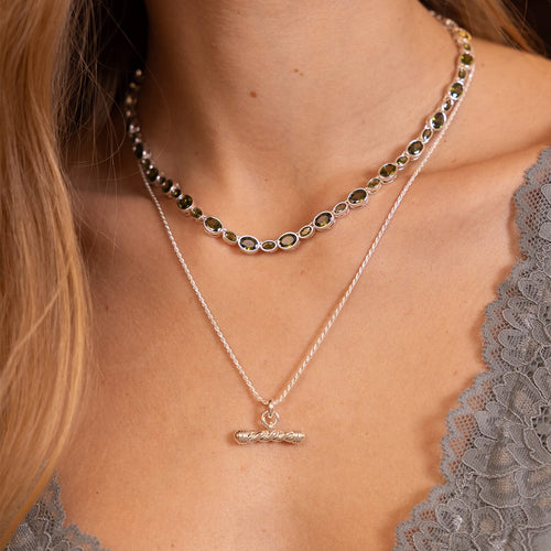 Free People Alice T Bar Drop Necklace Silver Plate