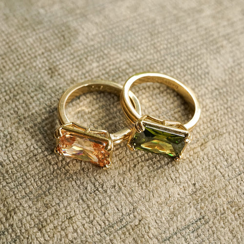 Free People Cosmo Cocktail Peridot Ring 18ct Gold Plate
