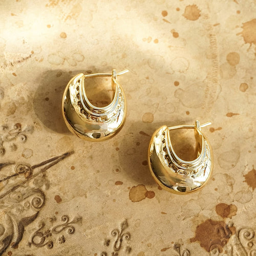 Free People Helena Hoop Earrings 18ct Gold Plate