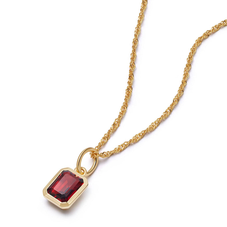 Garnet January Birthstone Charm Necklace 18ct Gold Plate recommended