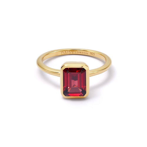 Garnet January Birthstone Ring 18ct Gold Plate