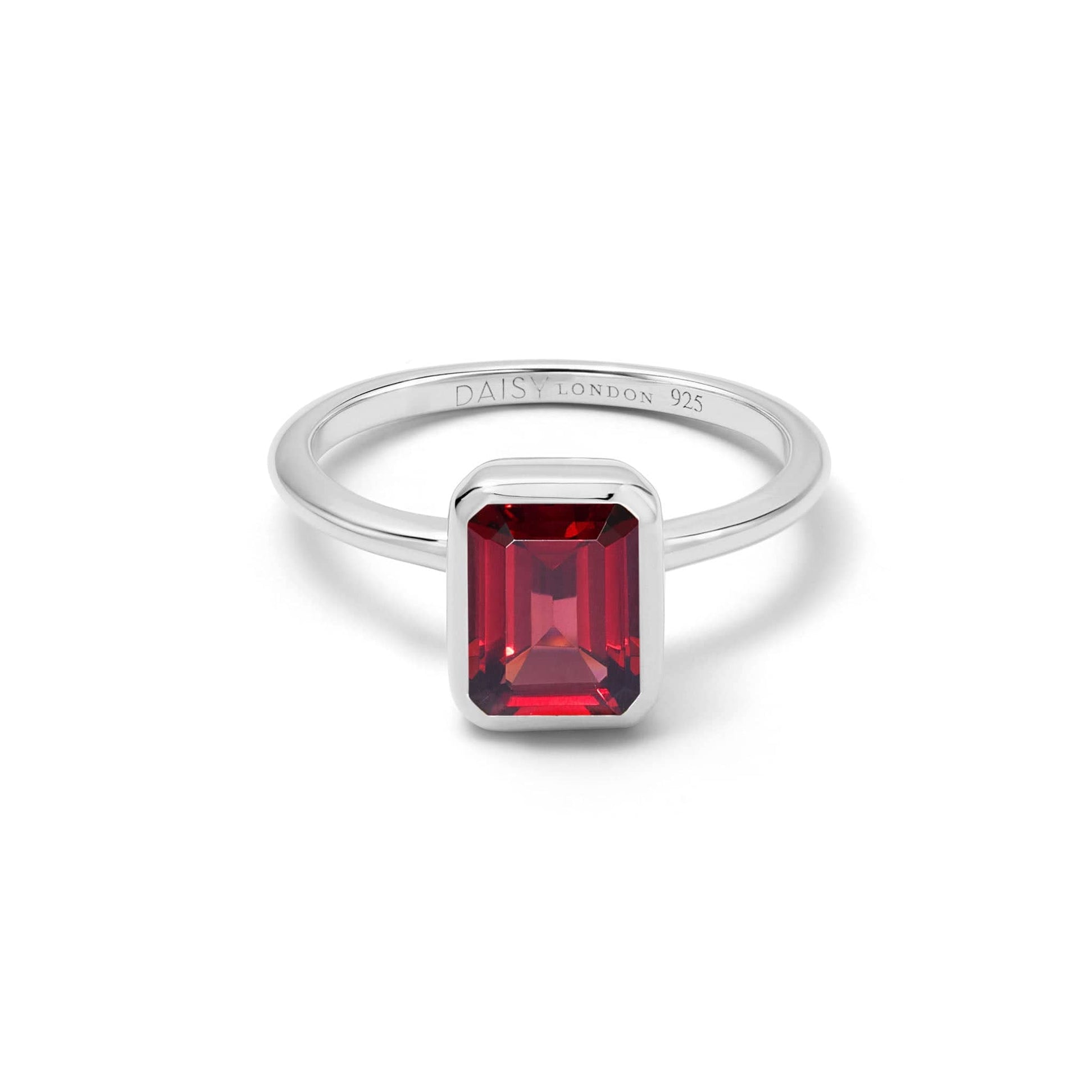 Garnet January Birthstone Ring Sterling Silver