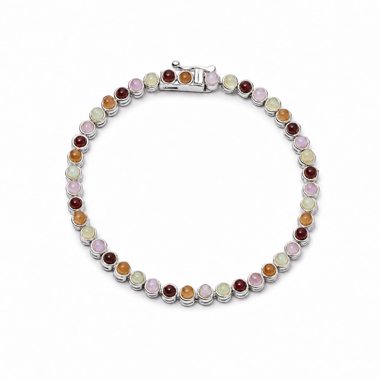 Plum Gemstone Tennis Bracelet Silver Plate