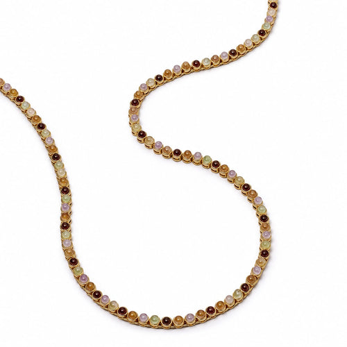Plum Gemstone Tennis Necklace 18ct Gold Plate