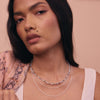 Plum Gemstone Tennis Necklace Silver Plate