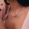 Plum Gemstone Tennis Necklace Silver Plate