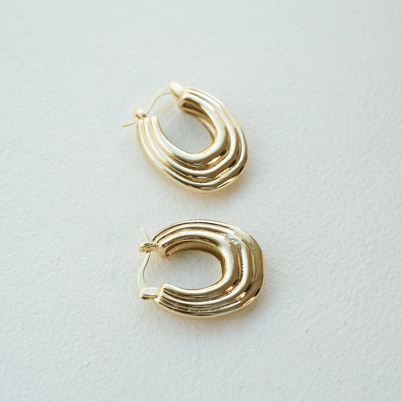 Polly Chunky Ridge Hoop Earrings 18ct Gold Plate