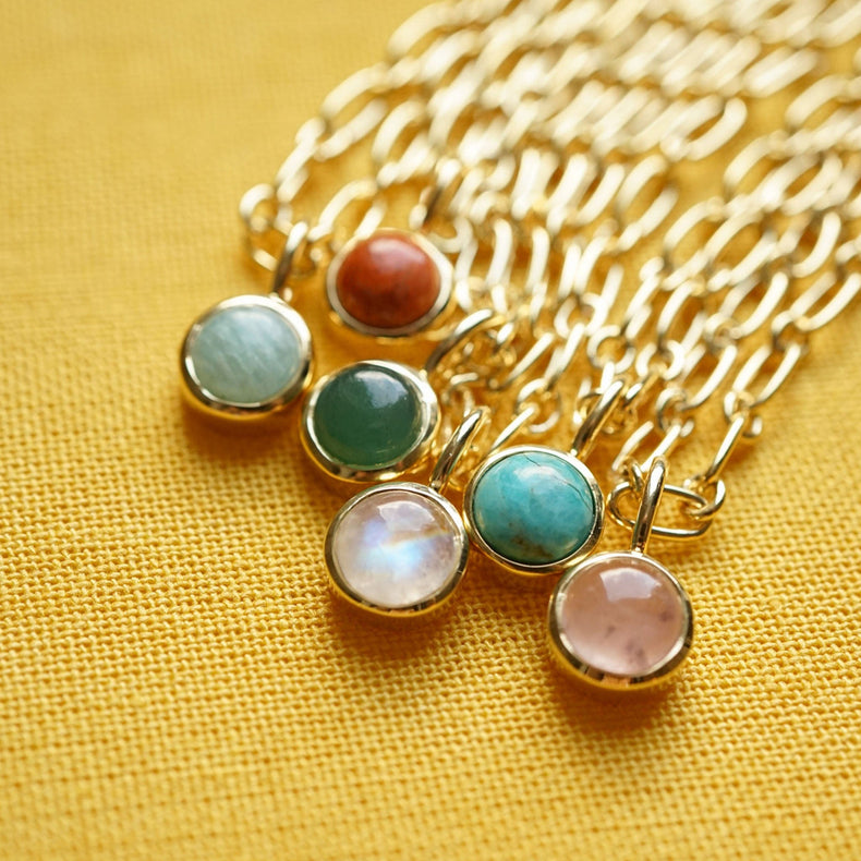 Green Aventurine Chunky Healing Stone Necklace 18ct Gold Plate