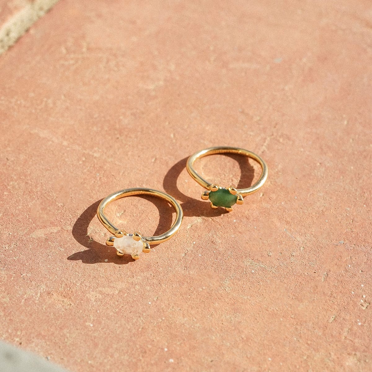 Green Aventurine Claw Ring 18ct Gold Plate