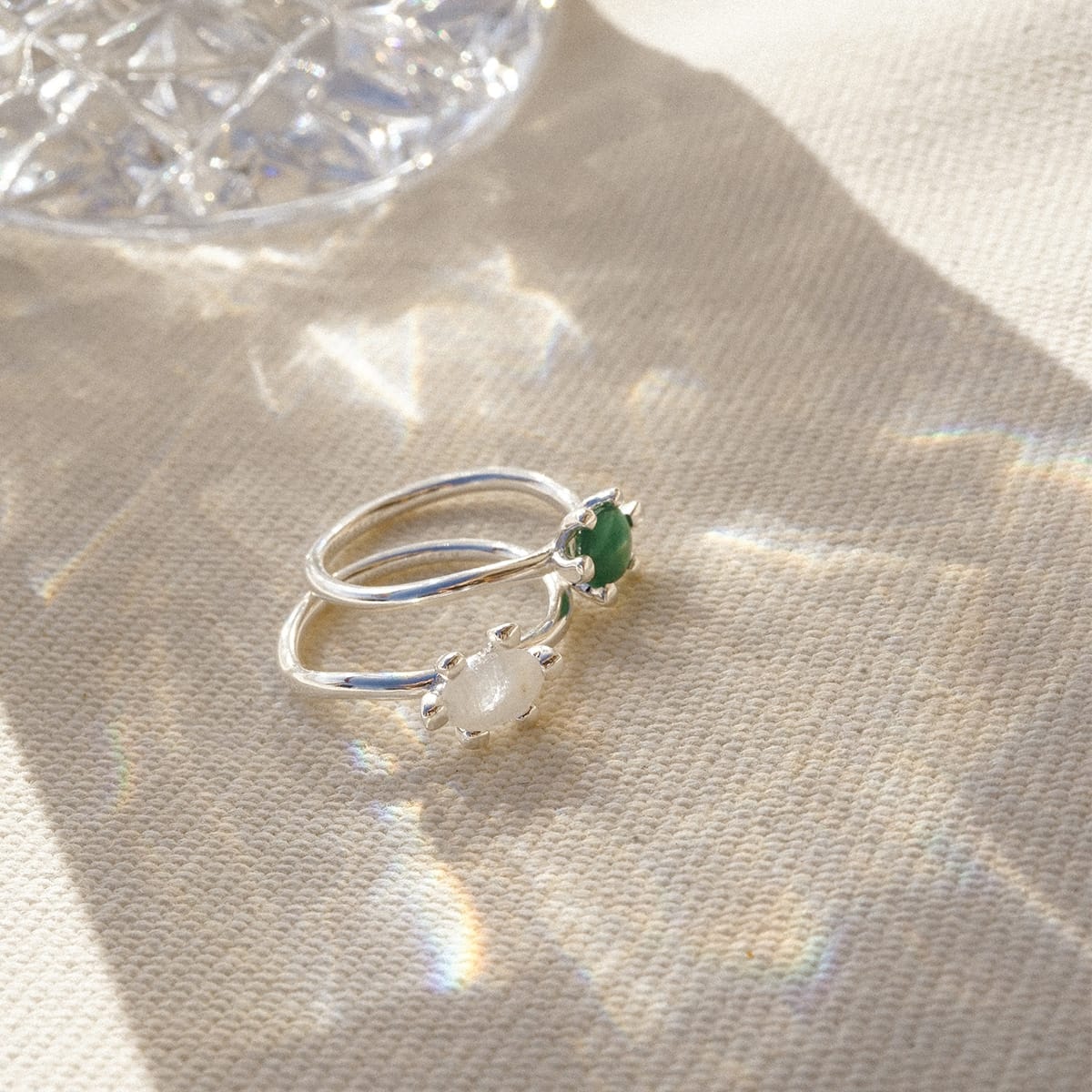Green Aventurine Claw Ring Sterling Silver