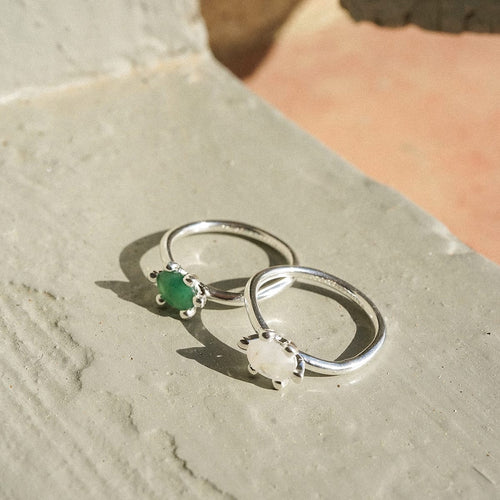 Green Aventurine Claw Ring Sterling Silver