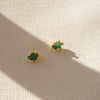 Green Aventurine Claw Stud Earrings 18ct Gold Plate