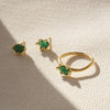 Green Aventurine Claw Stud Earrings 18ct Gold Plate