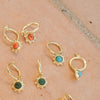 Green Aventurine Healing Stone Charm Earrings 18ct Gold Plate