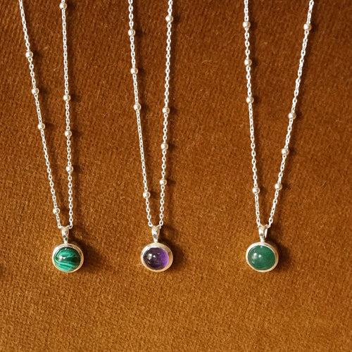 Green Aventurine Healing Stone Necklace Sterling Silver