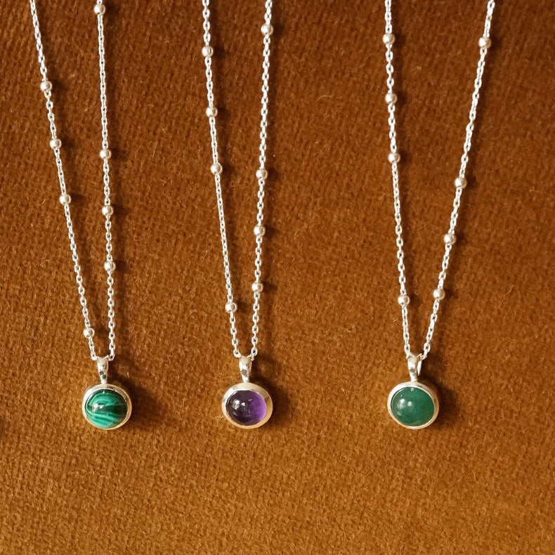 Green Aventurine Healing Stone Necklace Sterling Silver