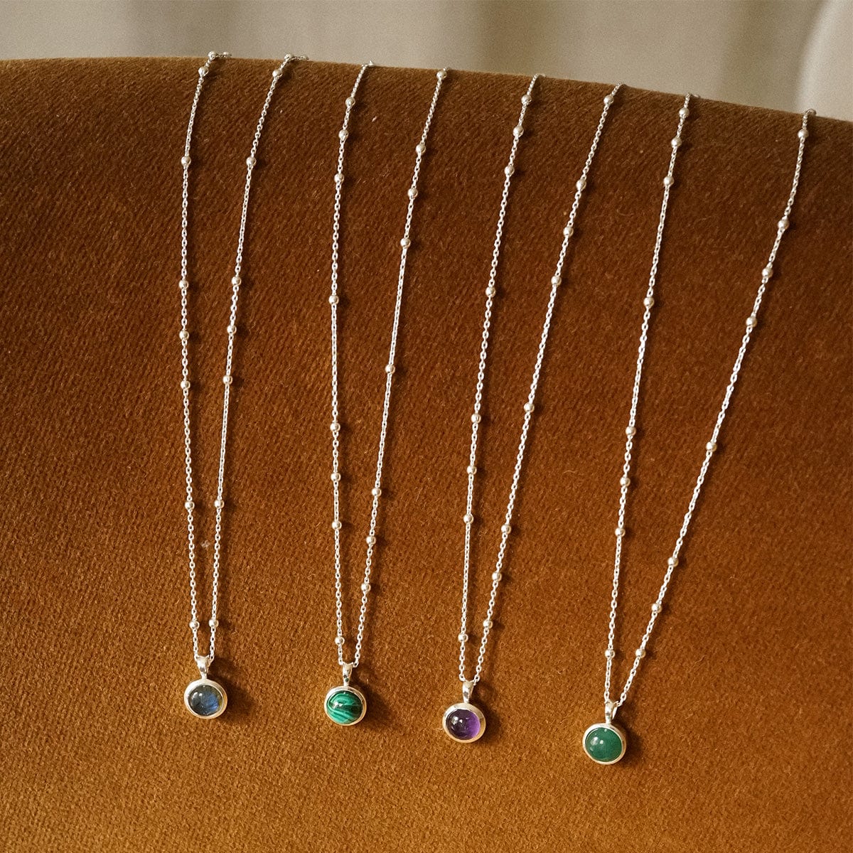 Green Aventurine Healing Stone Necklace Sterling Silver