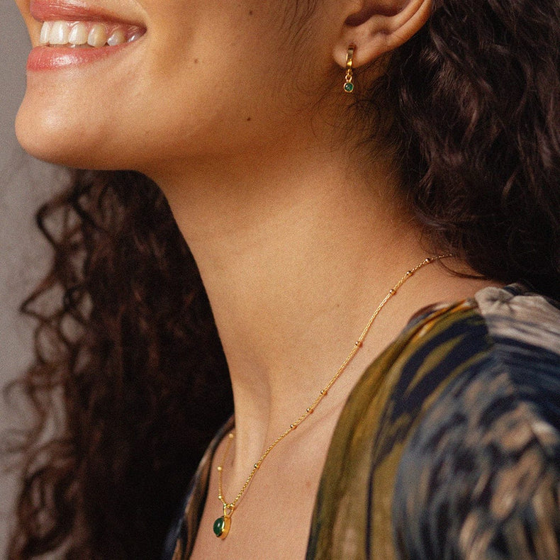 Green Aventurine Layering Set 18ct Gold Plate