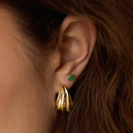 Green Aventurine Oval Stud Earrings 18ct Gold Plate recommended