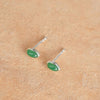 Green Aventurine Oval Stud Earrings Sterling Silver