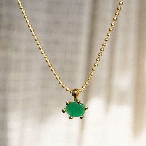 Green Aventurine Pendant Necklace 18ct Gold Plate