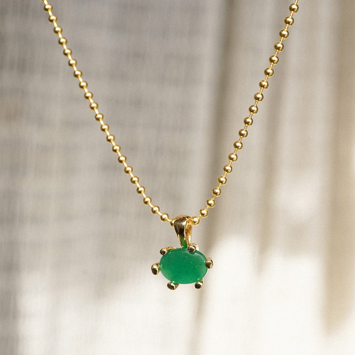 Green Aventurine Pendant Necklace 18ct Gold Plate