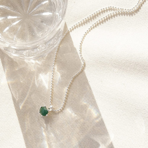 Green Aventurine Pendant Necklace Sterling Silver