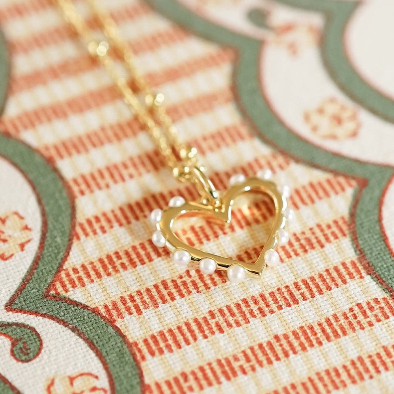 Heart Pearl Pendant Necklace 18ct Gold Plate
