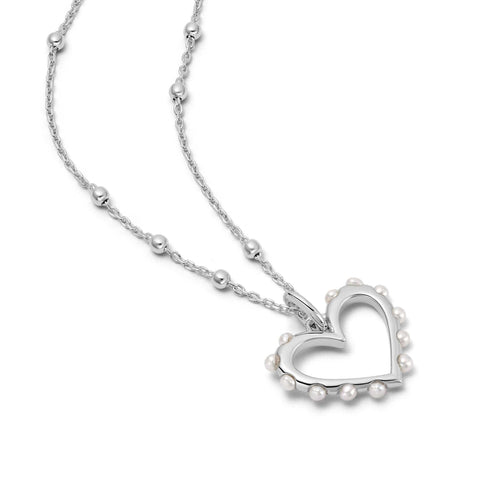 Heart Pearl Pendant Necklace Sterling Silver