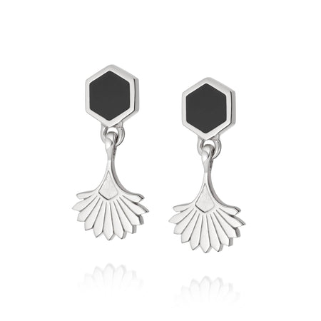 Hexagon Fan Drop Earrings Sterling Silver recommended