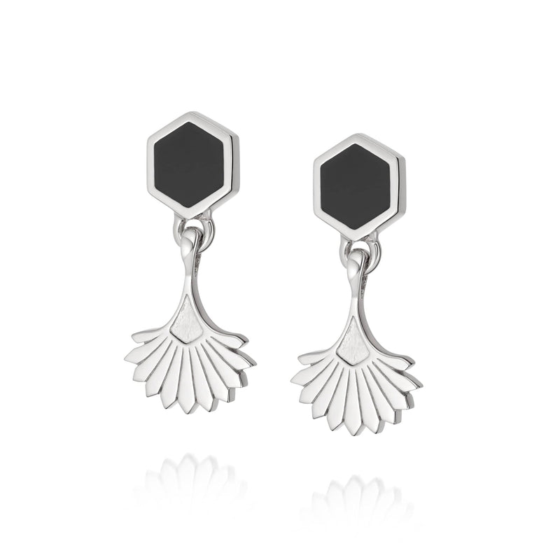 Hexagon Fan Drop Earrings Sterling Silver recommended