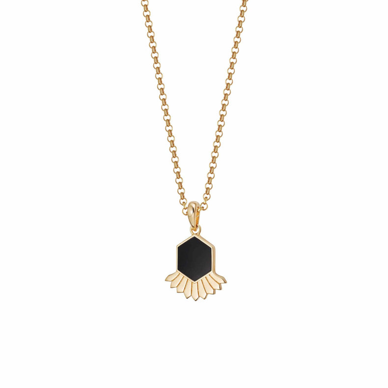 Hexagon Fan Necklace 18ct Gold Plate recommended