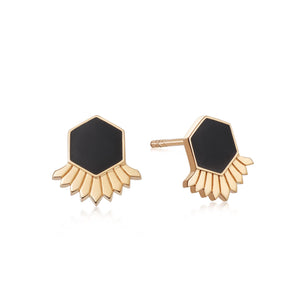 Hexagon Palm Stud Earrings 18ct Gold Plate recommended