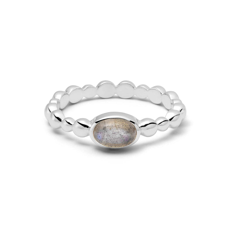 Labradorite Healing Stone Bobble Ring Sterling Silver